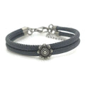 RVS Zeeuwse knop armband - Stitched leer grijs | MYKK Jewelry