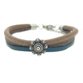 RVS Zeeuwse knop armband - Bruin, glitter en turquoise leer | MYKK Jewelry