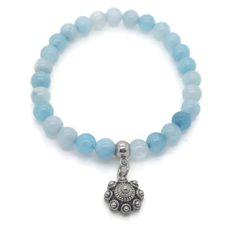 RVS Zeeuwse knop armband - Natuursteen