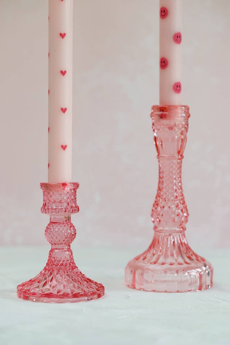 Glazen kandelaar Noa Pink