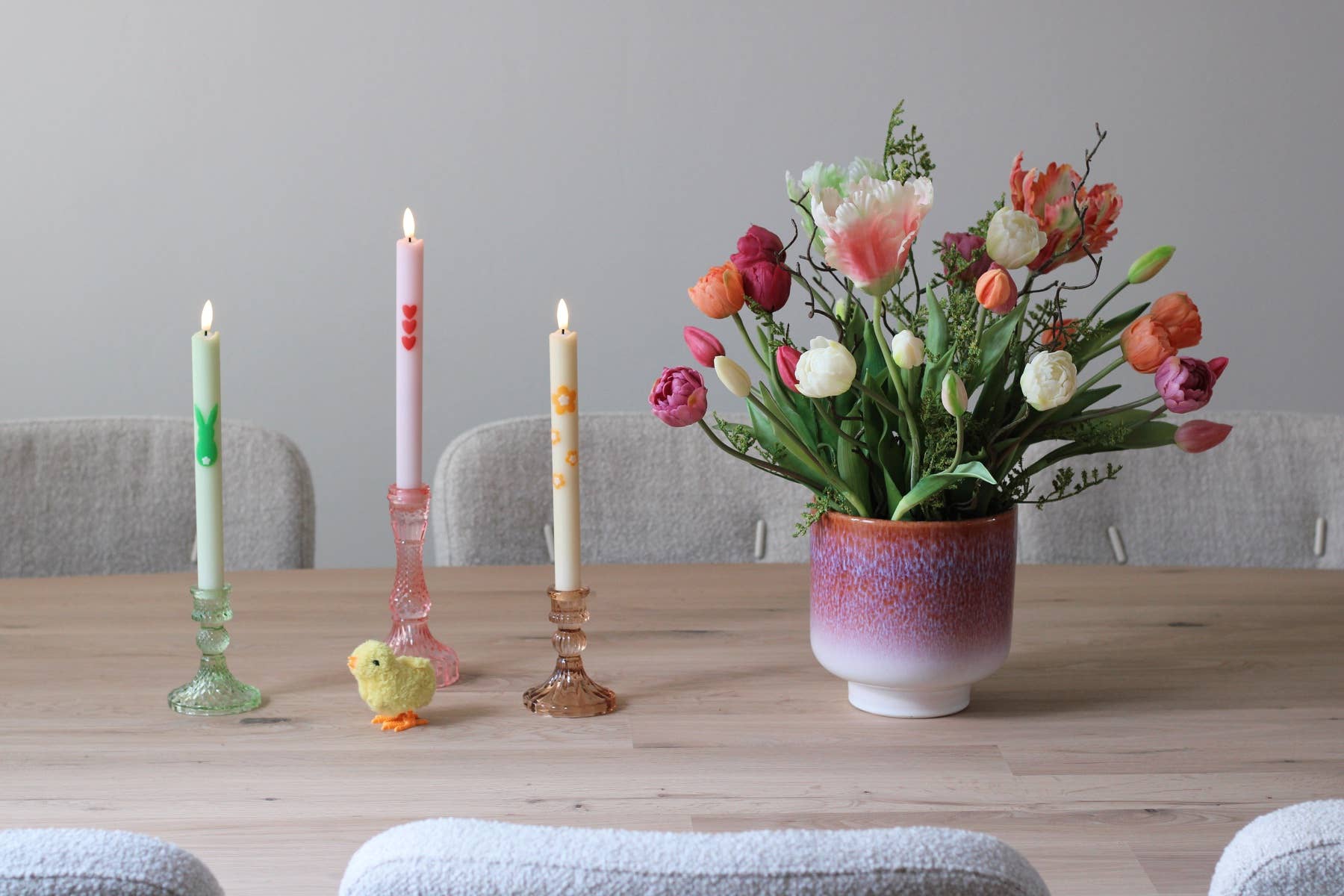Glazen kandelaar Noa Pink