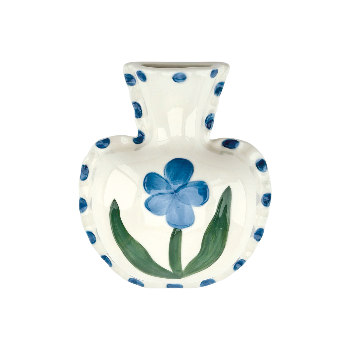 Keramische Wanddecoratie Vaas met blauwe Bloem – 13,6 cm