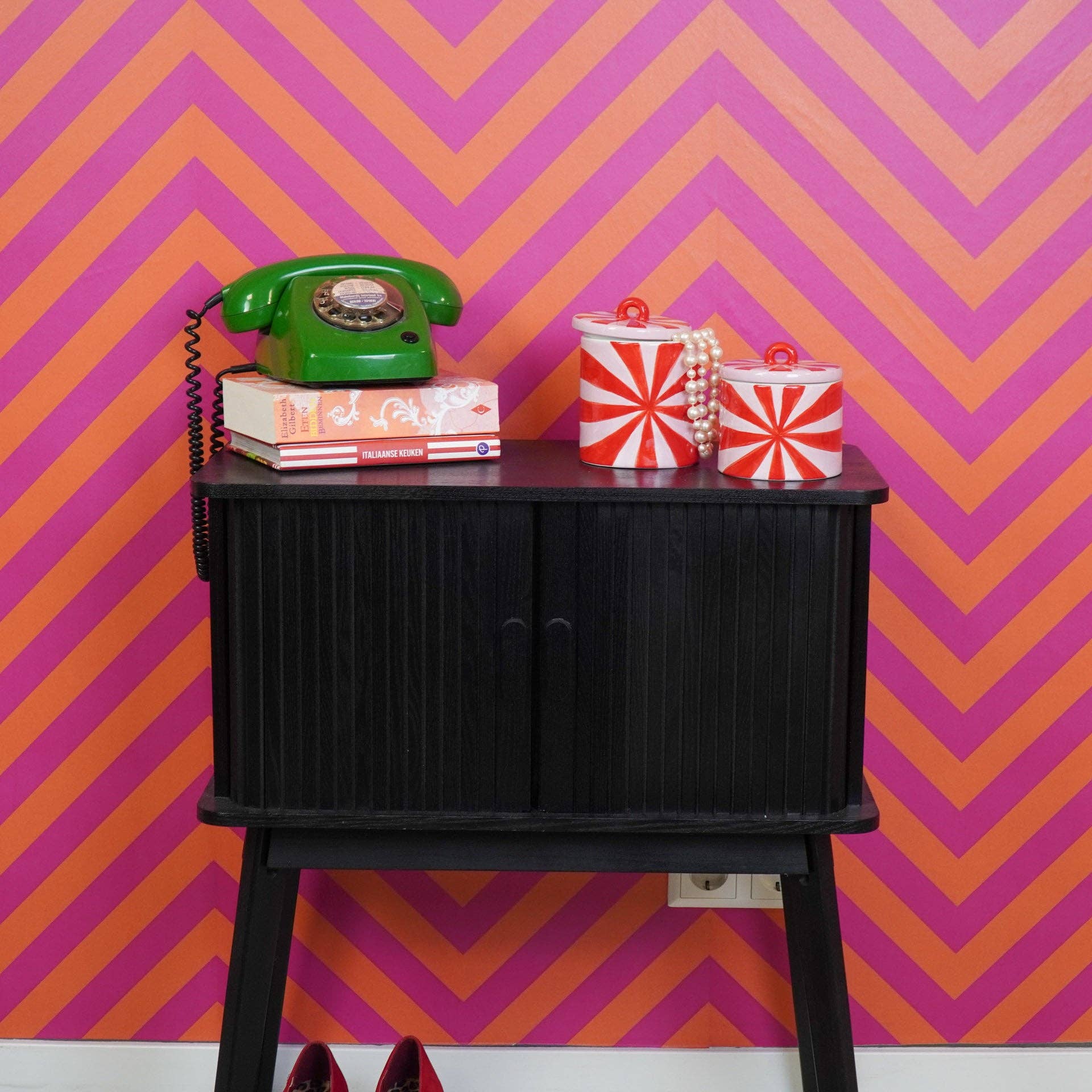 Opbergpot - Swirl - Rood/Roze - 11 x 11 x 14,5 cm