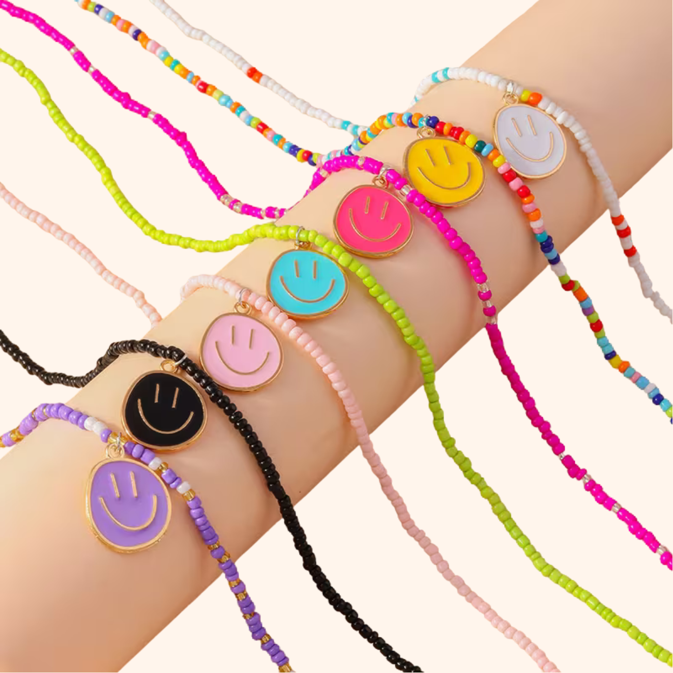 Kleurrijke smiley ketting